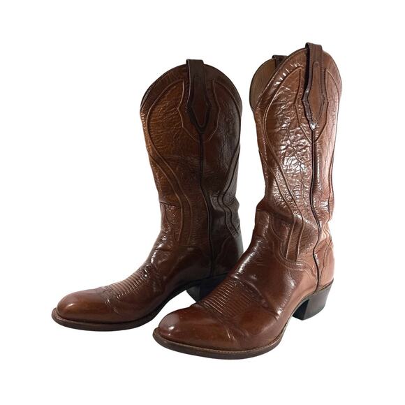 The El Dorado Handmade Cowboy Boots Men’s 9 D Brown Leather Western 9384 main image 5